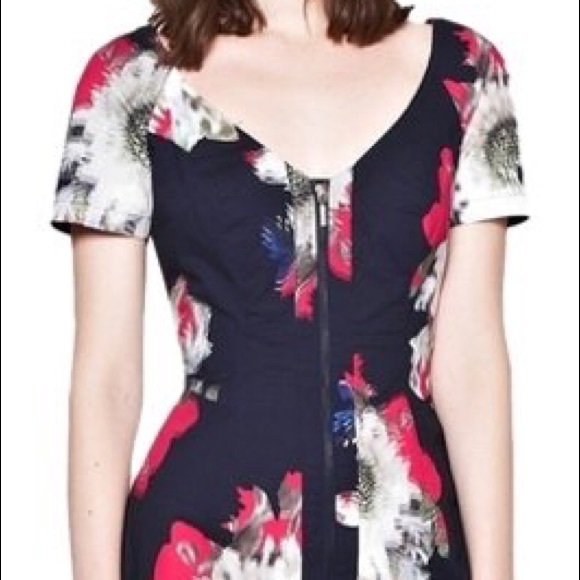 French Connection FCUK Floral Zipper Midi Dress - Picture 3 of 4